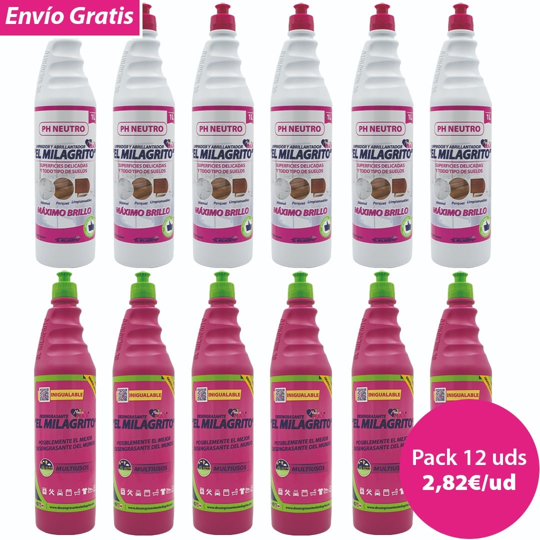 Surtido El Milagrito Desengrasante y Limpiador Abrillantador (12 UDS)